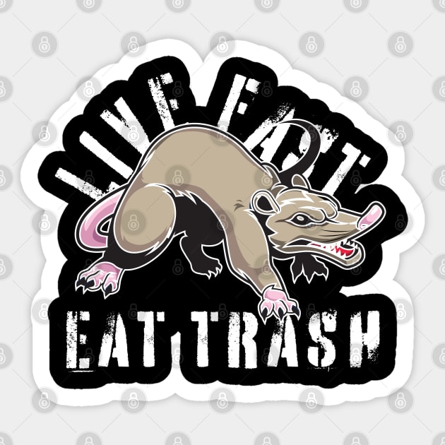 Live Fast Eat Trash Possum Sticker by Scott Richards